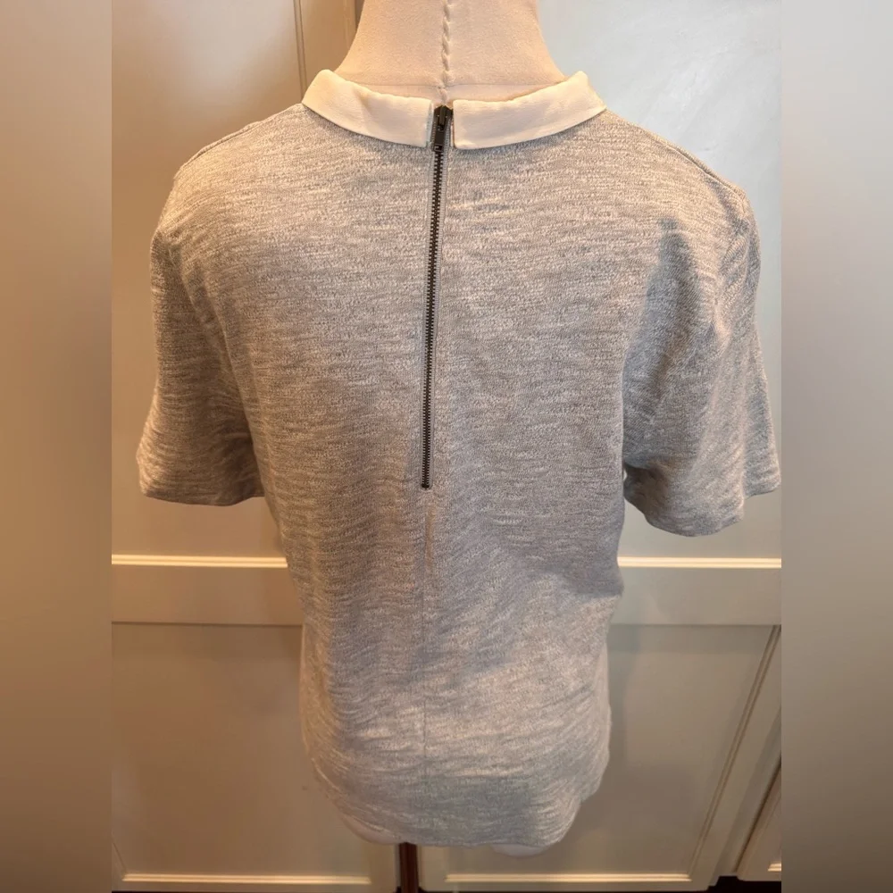 Women's Gray Top White Collar Classic Blouse J Crew - Picture 3 of 5